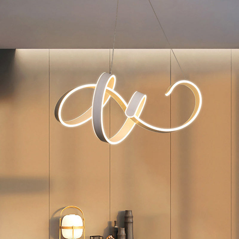 Twisting Acrylic Ceiling Light Modern LED White Chandelier Pendant in Warm/White Light