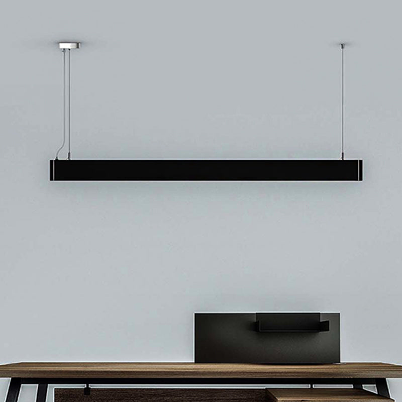 Linear Pendant Lamp Minimal Metal Led White/Black Hanging Light Kit in White/Warm/Natural Light