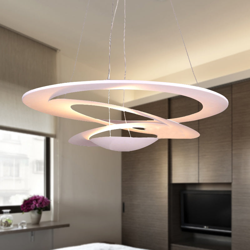 19.5/25.5"/31.5" Wide Spiral Ceiling Light Contemporary Metal White Chandelier Light for Living Room