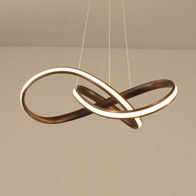 19.5"/27.5" Wide Black/White/Brown Bent Ceiling Light Fixture Simple LED Acrylic Chandelier Pendant in Warm/White Light