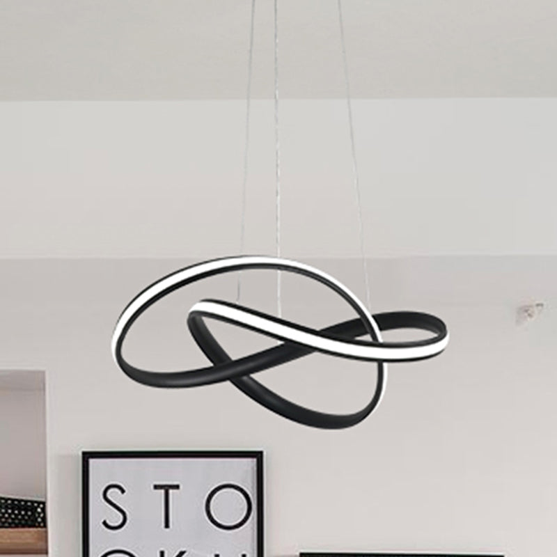 19.5"/27.5" Wide Black/White/Brown Bent Ceiling Light Fixture Simple LED Acrylic Chandelier Pendant in Warm/White Light