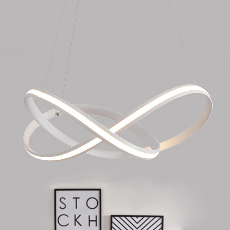 19.5"/27.5" Wide Black/White/Brown Bent Ceiling Light Fixture Simple LED Acrylic Chandelier Pendant in Warm/White Light