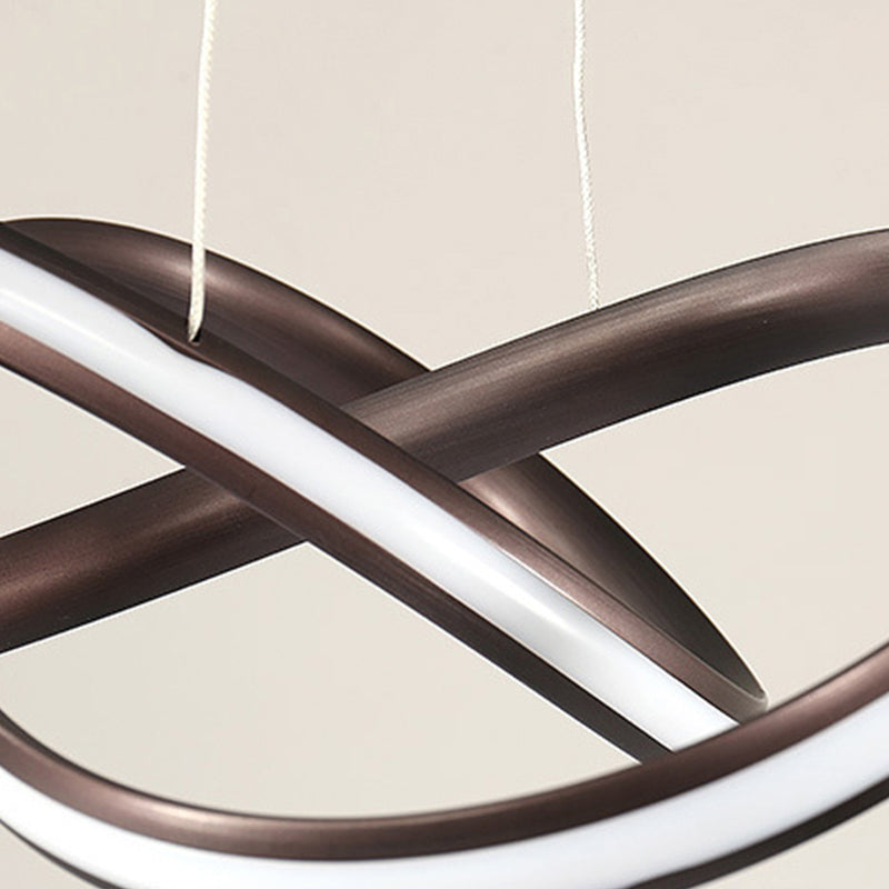 19.5"/27.5" Wide Black/White/Brown Bent Ceiling Light Fixture Simple LED Acrylic Chandelier Pendant in Warm/White Light