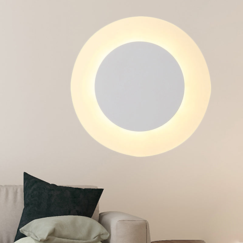 Halo Ring Acrylic Wall Lighting Fixture Simple LED White Wall Sconce Lamp in Warm/White Light