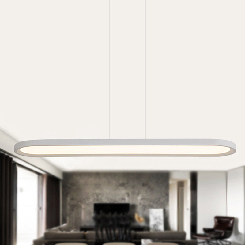 23.5"/35.5"/47" Wide Oval Acrylic Ceiling Pendant Simple LED White/Black/Brown Island Light in Warm/White/Remote Control Stepless Dimming Light