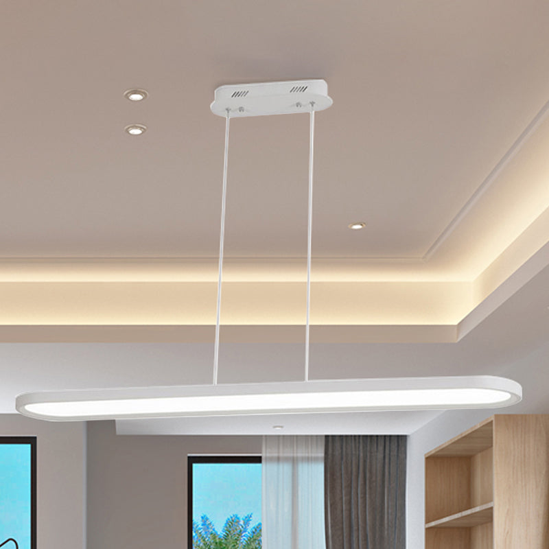 23.5"/35.5"/47" Wide Oval Acrylic Ceiling Pendant Simple LED White/Black/Brown Island Light in Warm/White/Remote Control Stepless Dimming Light