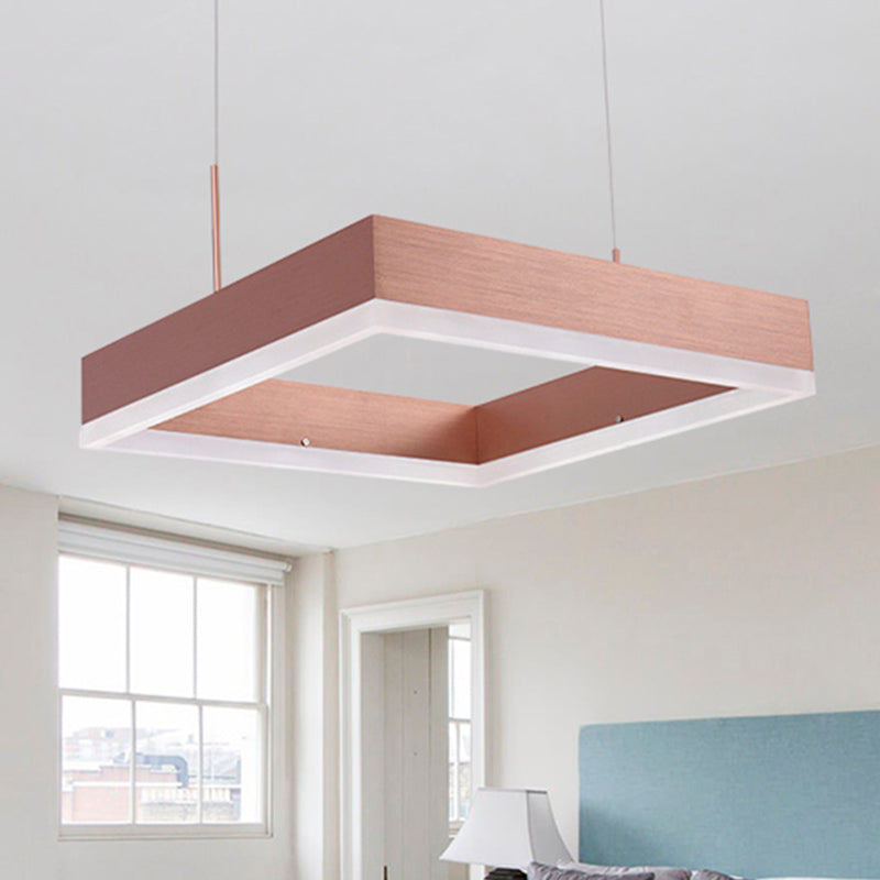 1/2/3-Light Bedroom Chandelier with Square Acrylic Shade Rose Gold Ceiling Pendant in Warm/White/Natural Light