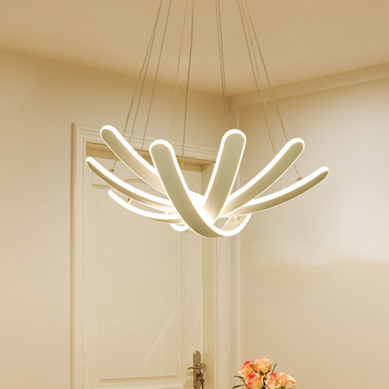 Petal-Shaped Bedroom Chandelier Pendant Acrylic LED Modernism Ceiling Lighting Fixture in Warm/White Light