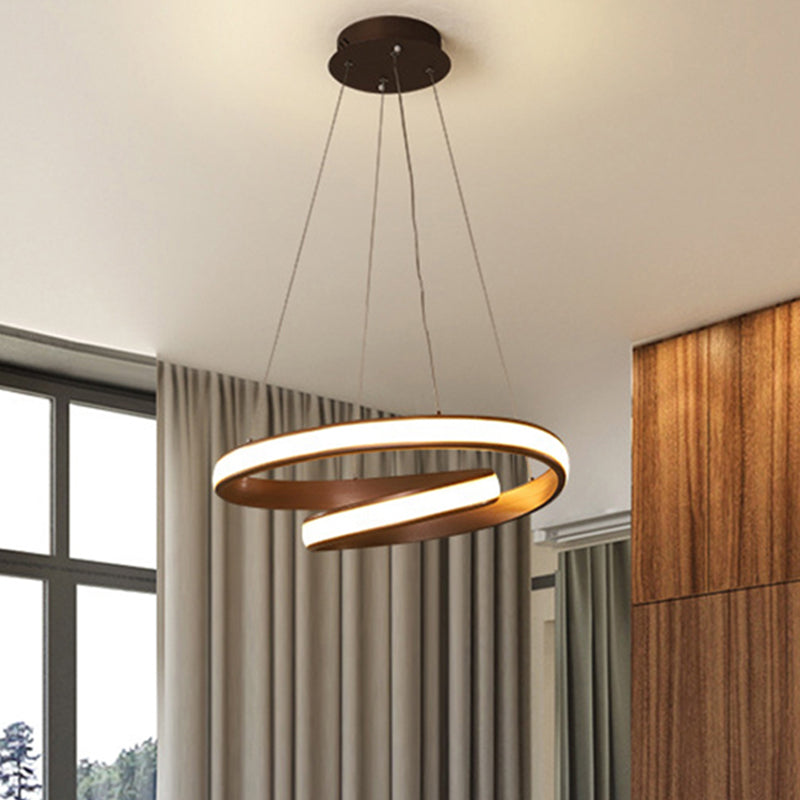 23"/31.5" Wide Loop Ceiling Light Fixture Modern Acrylic LED Brown Chandelier Lamp in Warm/White Light