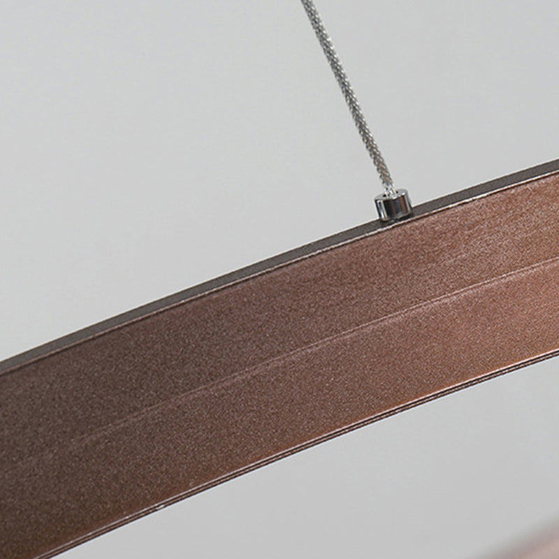 23"/31.5" Wide Loop Ceiling Light Fixture Modern Acrylic LED Brown Chandelier Lamp in Warm/White Light
