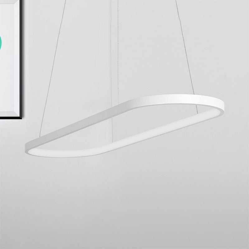 Simplicità del ciondolo a goccia ovale acrilica 27 "/35.5"/47 "Luce a traffico a trazione in bianco/nero a LED sul tavolo in tavola calda/bianca/telecomandata