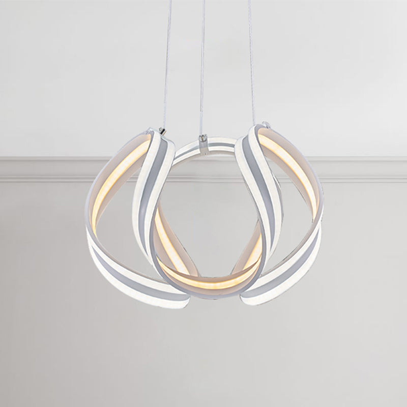 White/Brown Twisted Ceiling Lamp Simplicity Single Light Acrylic Chandelier in Warm/White/Natural Light