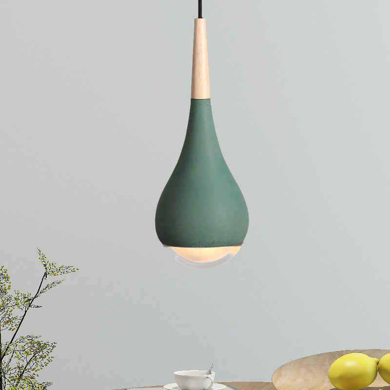 Pear Pendant Lighting Nordic Cement 1 Light Grey/Red/Green Hanging Ceiling Light