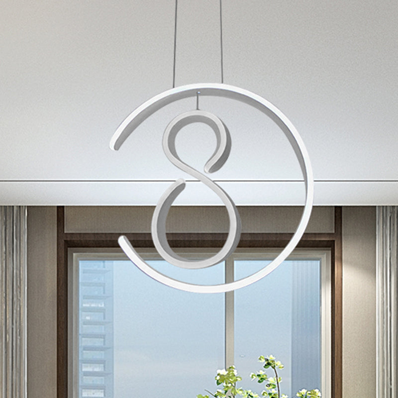 6/7/8-Shaped Drop Pendant Simple Acrylic 1 Light White Chandelier Lamp for Bedroom