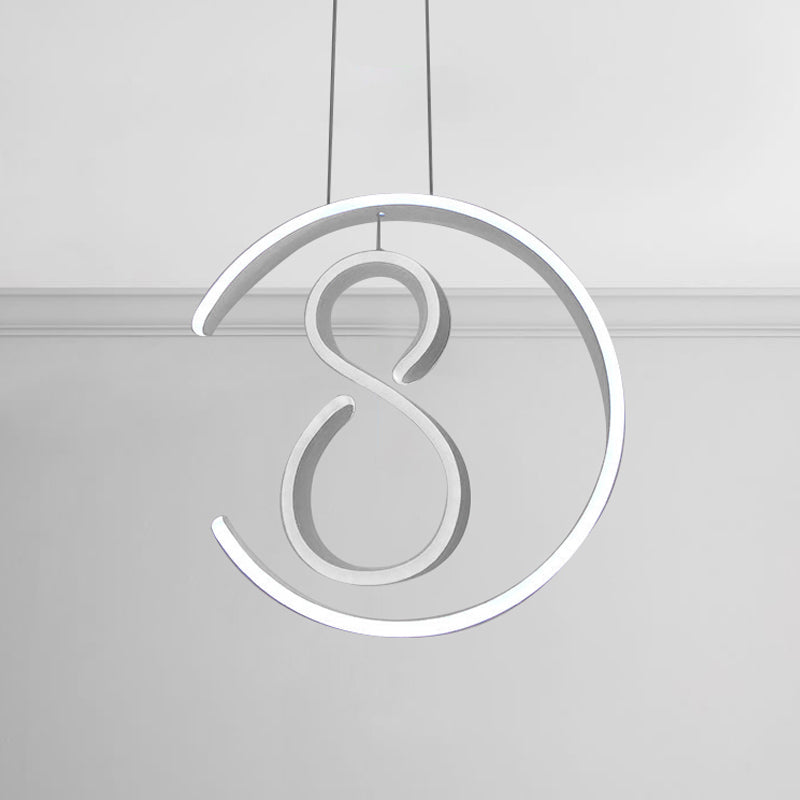 6/7/8-Shaped Drop Pendant Simple Acrylic 1 Light White Chandelier Lamp for Bedroom