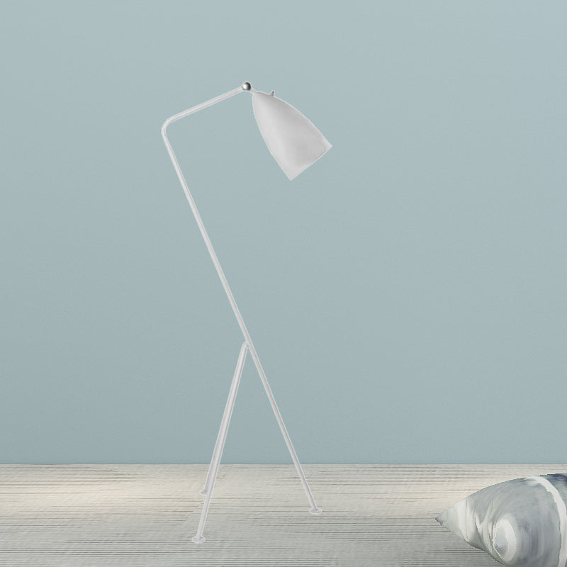Stativbodenleuchte mit Bell Shade moderner Stil Metallic 1 hellschwarz/weiße Stehlampe für Schlafzimmer