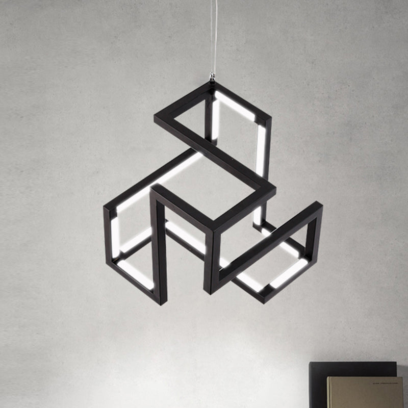 Black/White Geometric Hanging Light Nordic Stylish LED Metallic Pendant Chandelier Light for Bedroom