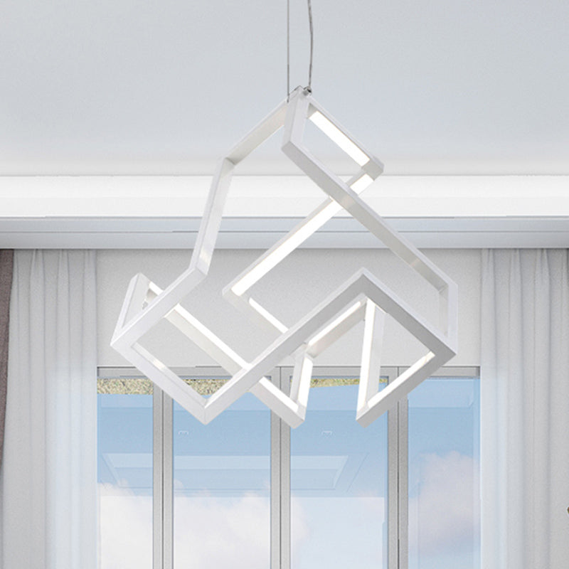 Black/White Geometric Hanging Light Nordic Stylish LED Metallic Pendant Chandelier Light for Bedroom
