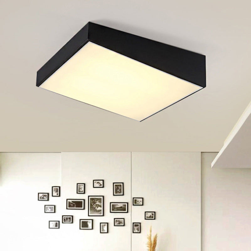 16"/19.5" Wide Contemporary Led Flush Lighting with Metal Shade White/Black Trapezoid Flush Mount Light in White/Warm Light
