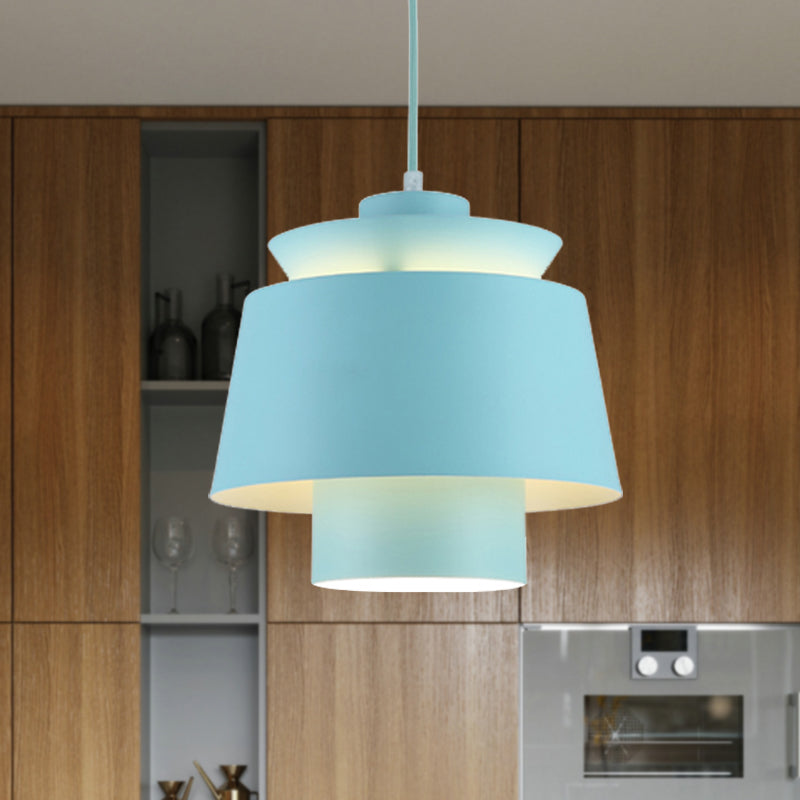 Lámpara de luz colgante de estilo modernista Metálico 1 cabezal Lámpara colgante de sala de estar en negro/gris
