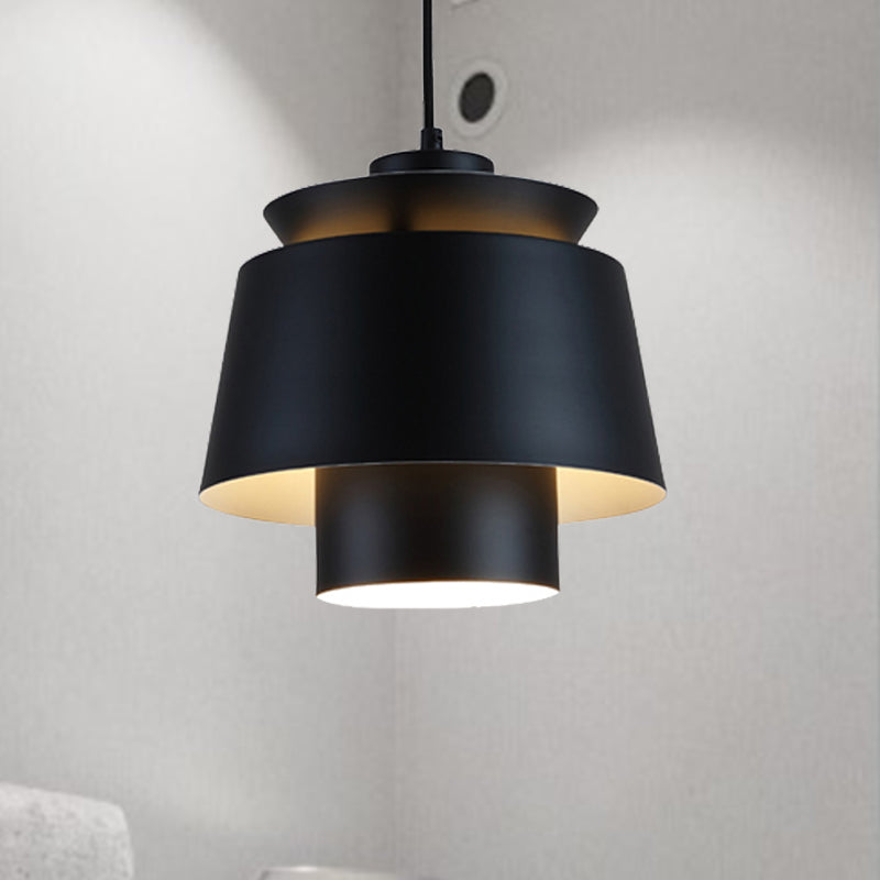 Lámpara de luz colgante de estilo modernista Metálico 1 cabezal Lámpara colgante de sala de estar en negro/gris