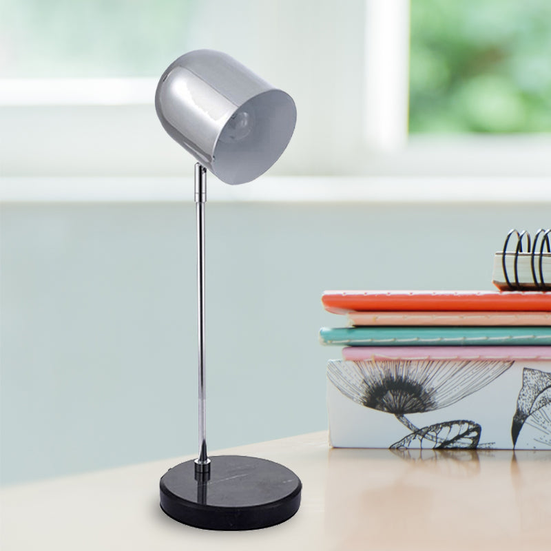 1 lampe de bureau de salle d'étude légère avec une teinte dôme allongée moderniste chromée / cuivre Livre de lecture