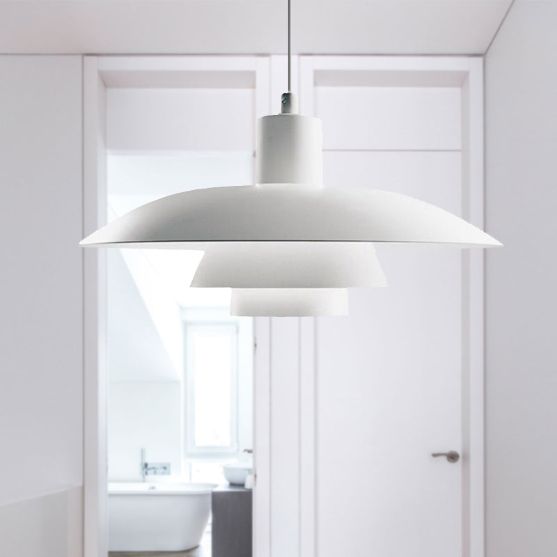 Lampada a sospensione con soffitto a più livelli di design Nordic Metal 1 head a sospensione rosa/bianco con tonalità svasata per soggiorno