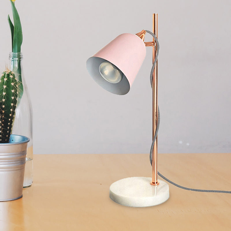 Gray/Pink Cup Shaped Desk Lighting Nordic Style 1 Bulb Metal Desk Lamp with Marble Base for Study Room
