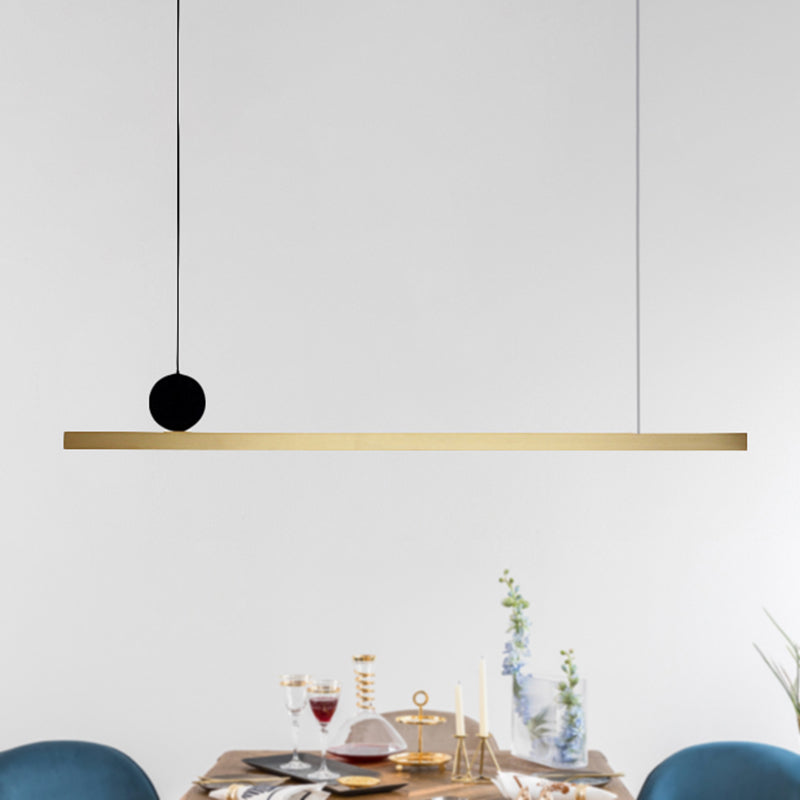 Lampada lampadina lineare Post Modern Brass Integrated Brass Hanging Freeture per sala da pranzo, 34,5 "/46,5" W