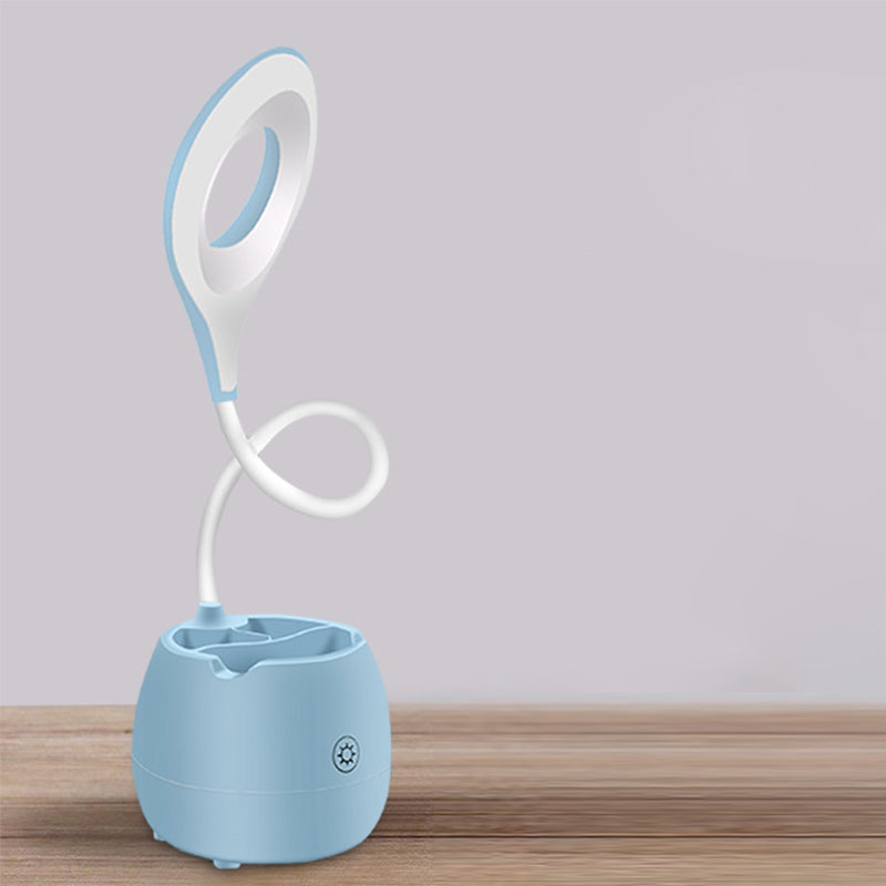 Blauw/roze/wit/geel LED -bureau Licht met borstelpot USB oplaadaanraaksensor Desklamp met flexibele arm