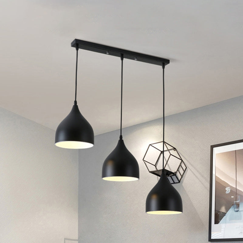 Bell Multi -Light -Anhänger im modernen Metall 3 Lichter schwarz/weiß hängende Deckenlicht mit runden/linearen Baldachin