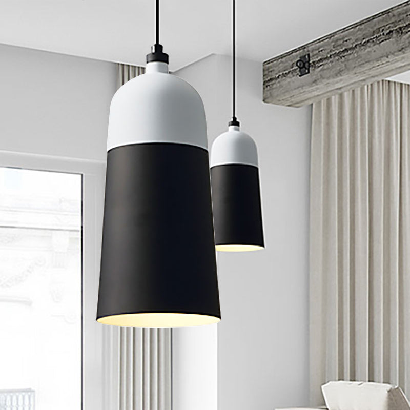 Metal Domed Hanging Light Fixture 1 Light Modern Simple Suspension Lamp in Black and White