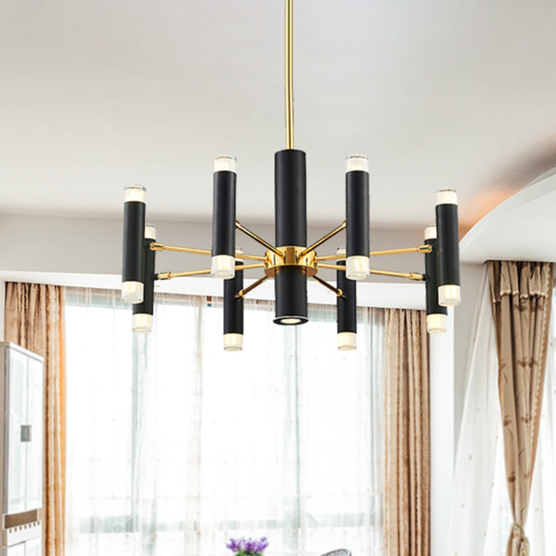 Metal Cylinder Chandelier Light Modern 16/20 Lights Black Ceiling Pendant Light for Dining Room