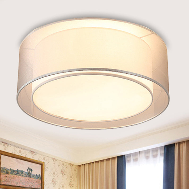 18"/19.5" Wide Drum Fabric Flush Mount Modernist 4 Lights Silver/Coffee Flush Mount Light Fixture for Bedroom