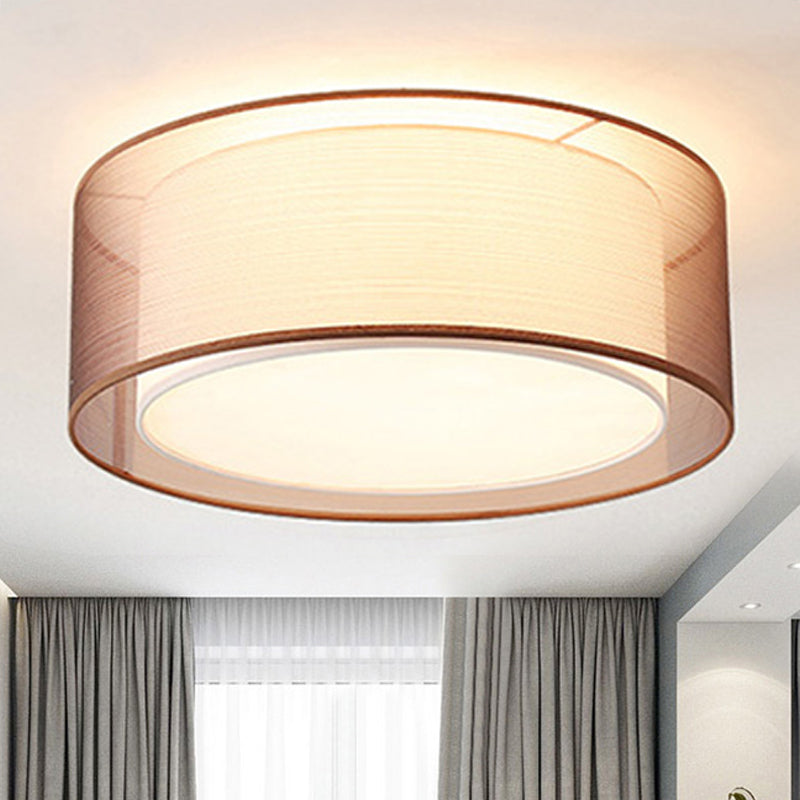 18"/19.5" Wide Drum Fabric Flush Mount Modernist 4 Lights Silver/Coffee Flush Mount Light Fixture for Bedroom