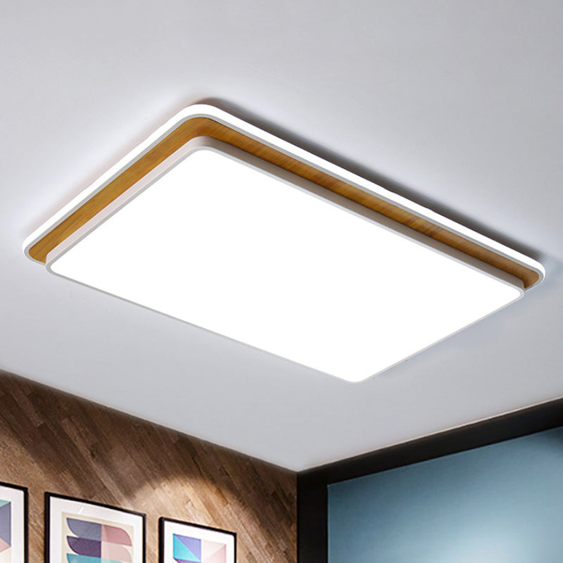 Black/White Rectangular Flush Mounted Lamp Minimal LED Metal Close to Ceiling Lighting in White/Warm Light