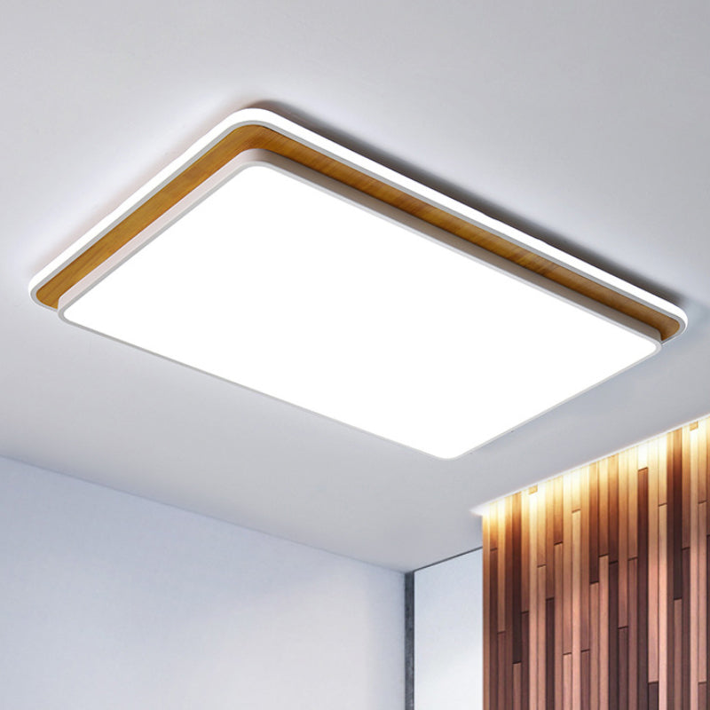Black/White Rectangular Flush Mounted Lamp Minimal LED Metal Close to Ceiling Lighting in White/Warm Light