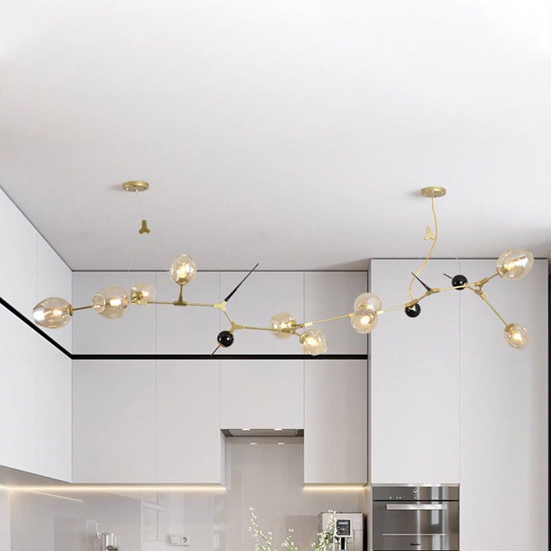 6/10 Lichter Kronleuchter modernistischer Gold Suspension Anhänger mit Blase Clear Glass Shade
