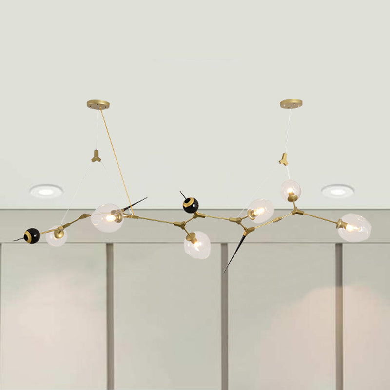 6/10 Lights Chandelier Modernist Gold Suspension Pendant with Bubble Clear Glass Shade