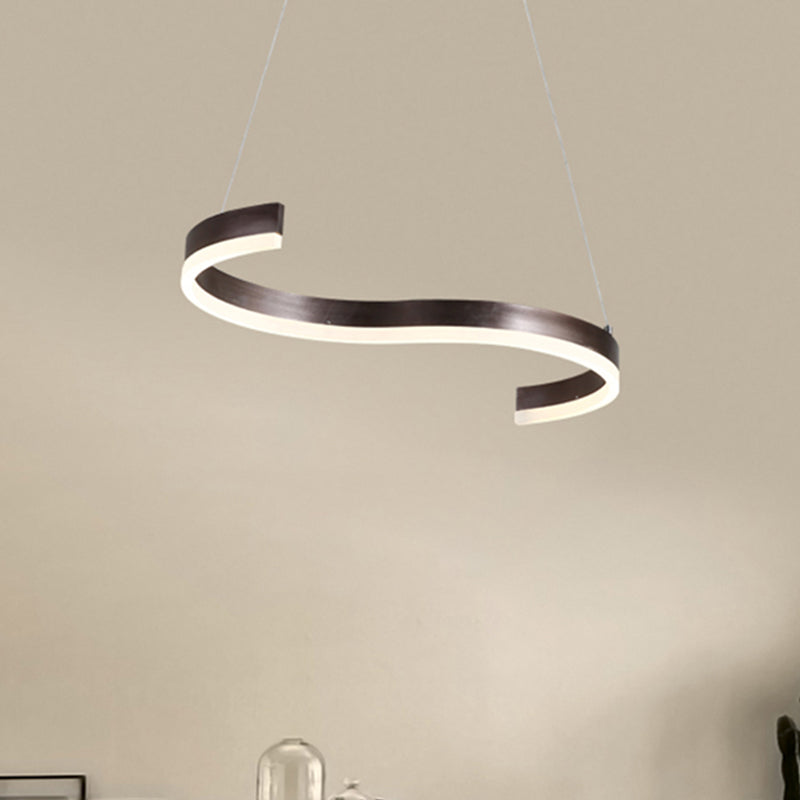 25.5"/31.5" Wide Contemporary 1 Light Chandelier with Acrylic Shade Brown S-Shaped Ceiling Pendant in Warm/White Light
