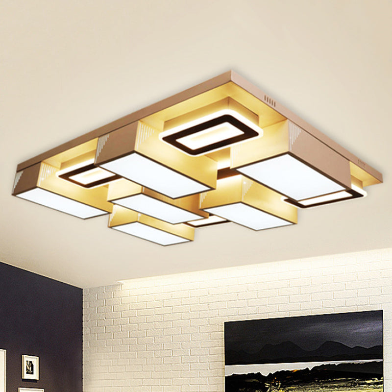 21.5"/29.5" Wide Block Flush Ceiling Light Modern Acrylic LED Living Room Flushmount Light in Warm/White/Natural Light