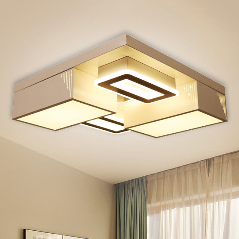 21.5"/29.5" Wide Block Flush Ceiling Light Modern Acrylic LED Living Room Flushmount Light in Warm/White/Natural Light