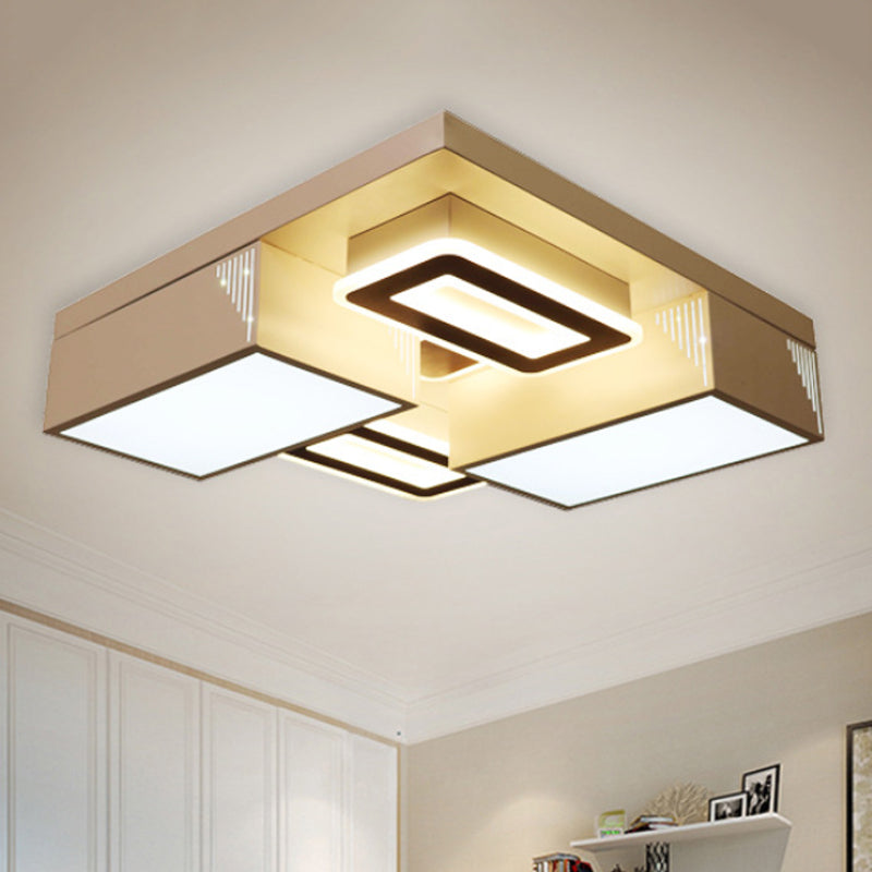 21.5"/29.5" Wide Block Flush Ceiling Light Modern Acrylic LED Living Room Flushmount Light in Warm/White/Natural Light