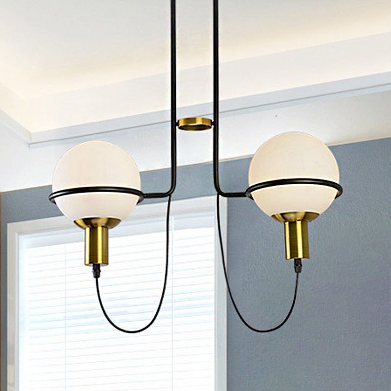 Lámpara de lámpara radial de metal contemporánea 2/4 luces doradas luz colgante colgante con sombra redonda de vidrio transparente