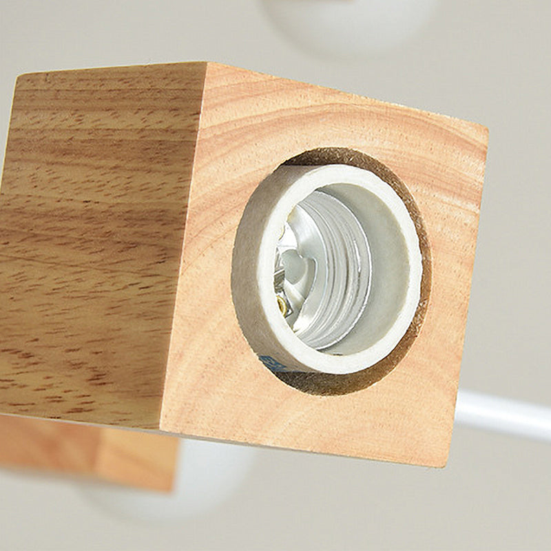 Weißer/schwarz gebogener Arm Anhänger Kronleuchter Moderne Multi Lights Holzhängerlampe mit Kette