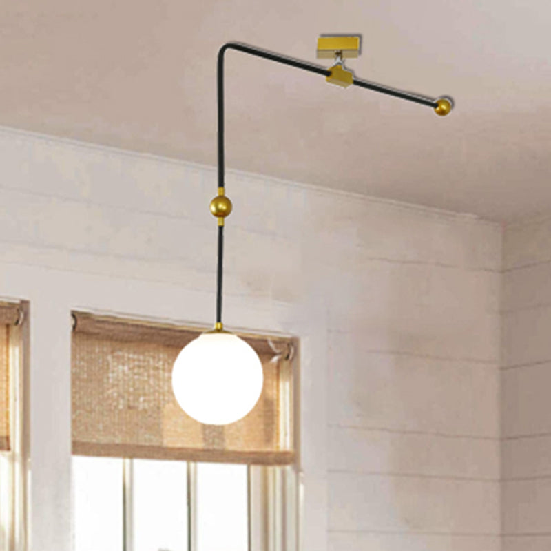 Global Global Hanging Light Modernism Style 1 cabeza Lámpara colgante negra con varilla de metal ajustable