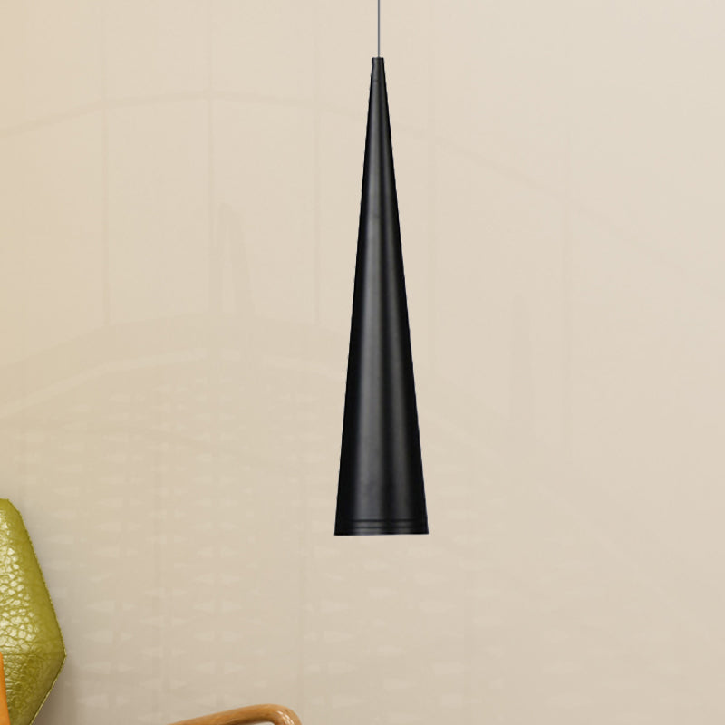 White/Black Tapered Hanging Light Modern Metal Dining Room LED Pendant Light Fixture in White/Warm