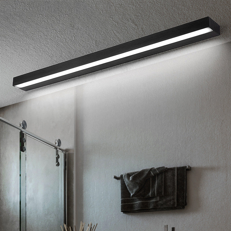 Vanidad lineal Diconce contemporáneo de metal negro/plateado LED Mirror Luz en luz blanca/cálida, 16 "/19.5" /23.5 "de ancho