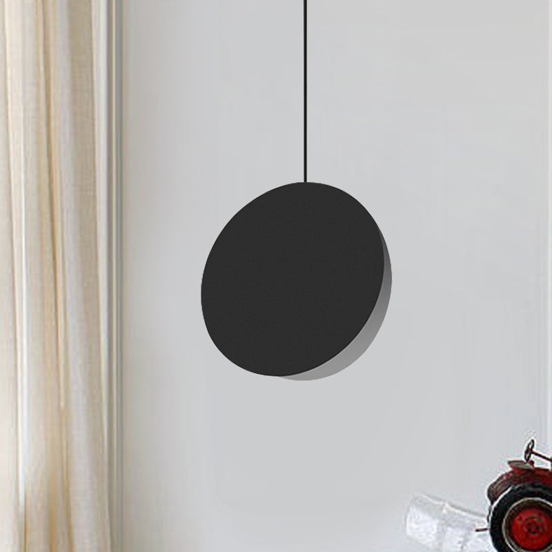 8"/12"W Circular Pendant Lamp Modern Nordic Style Metal 1 Light Black/Grey/White Hanging Ceiling Light