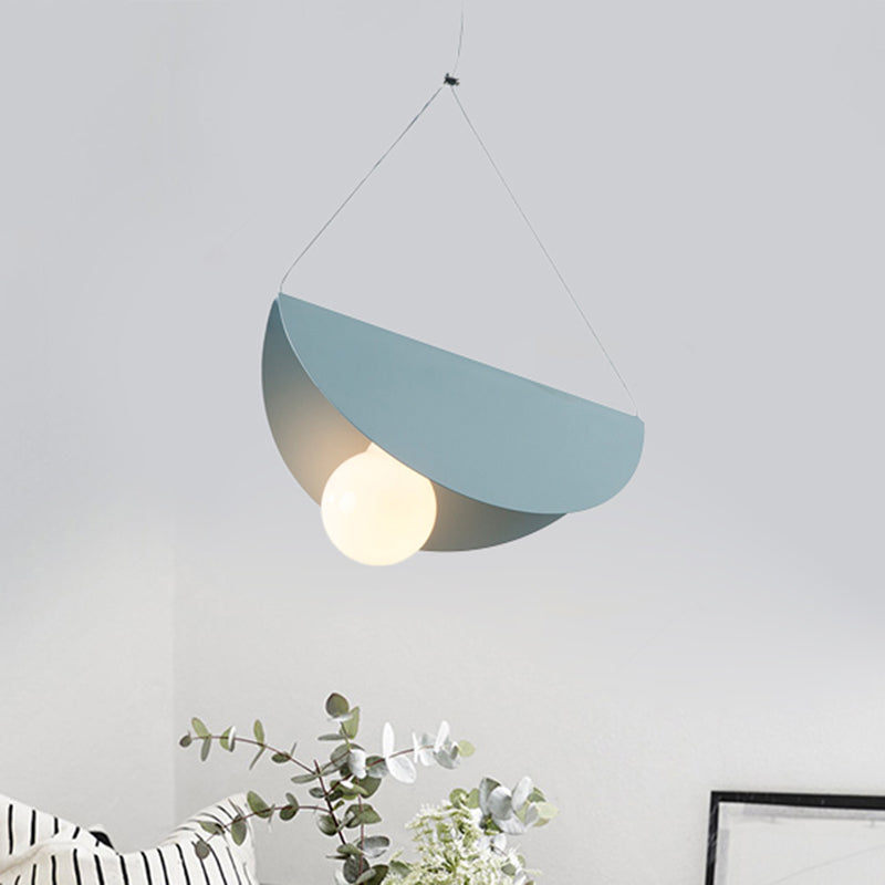 Black/Grey/Black Curved Hanging Lighting Contemporary 1 Light Metal Suspension Pendant for Bedroom